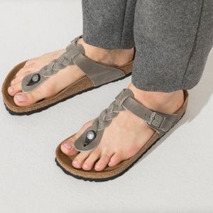 Birkenstock Braided Gizeh Sandals - "Iron" color, size 41